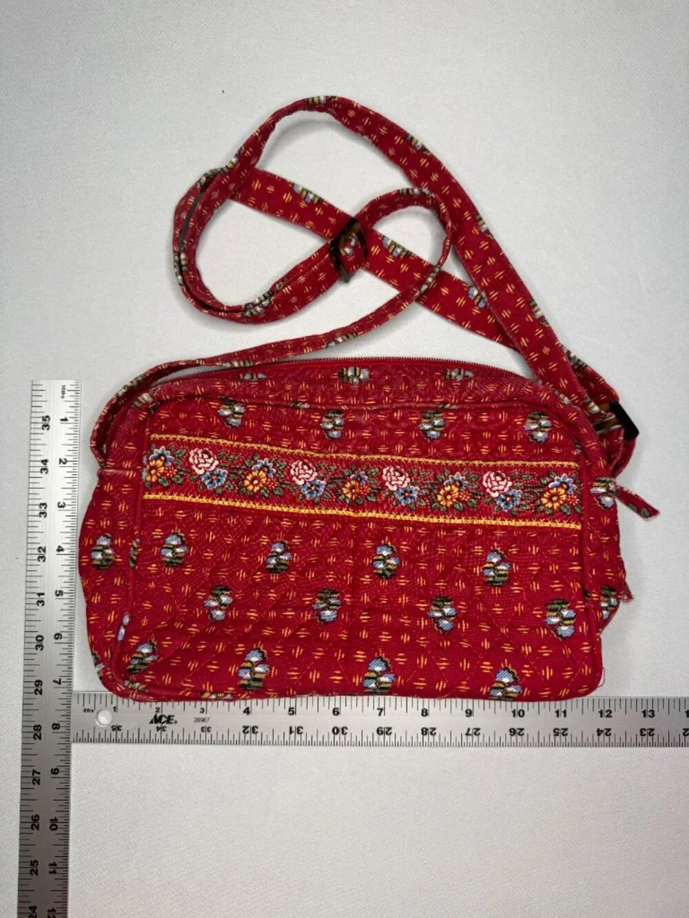 Vera Bradley Provincial Red Crossbody Bag Floral Cute! 90s Retired